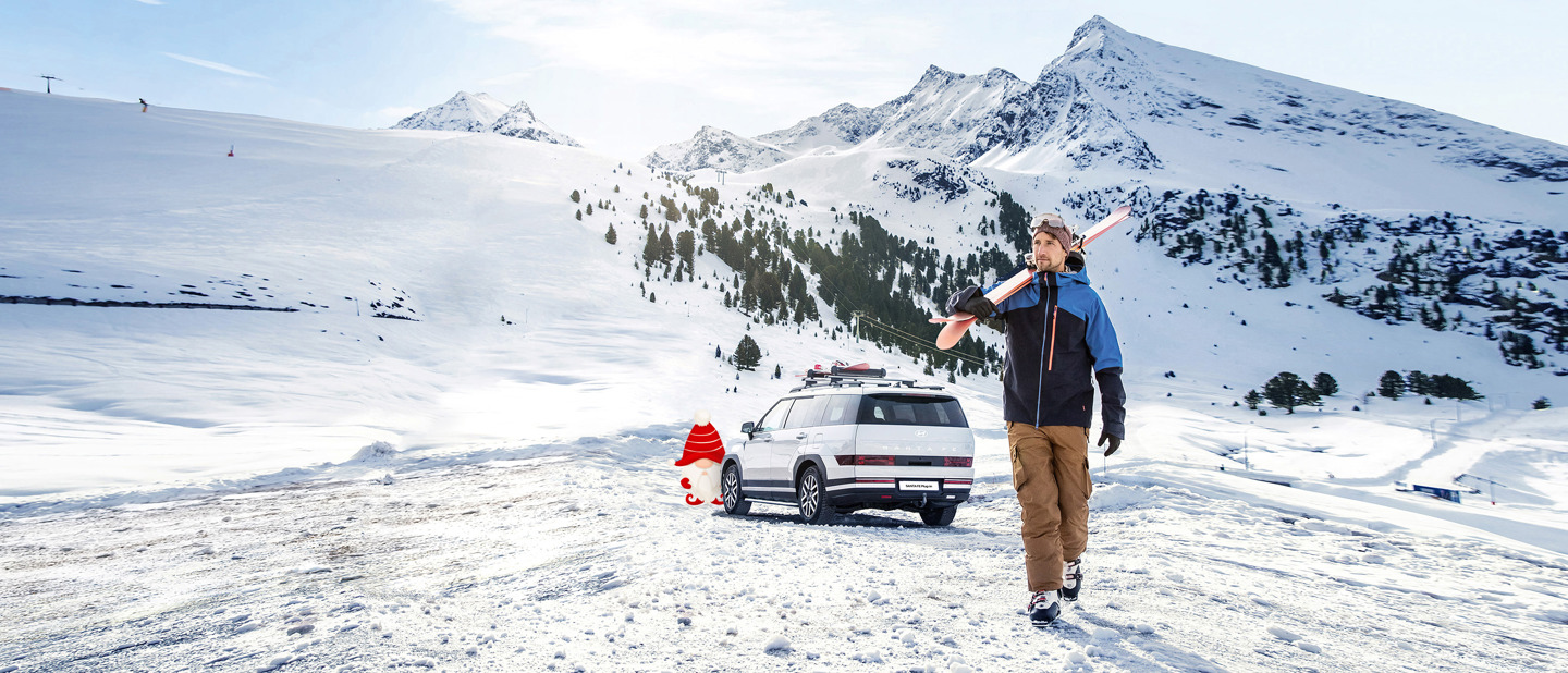 Hyundai SANTA FE der holder i et snelandskab