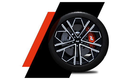 Store hjul og røde bremsekalibre 