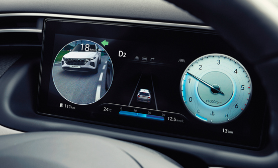 Blindvinkel-sensor med visning i instrumentering (BVM)