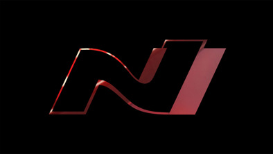 Et stiliseret, rødt og sort N-logo med et moderne, blankt design på en sort baggrund.